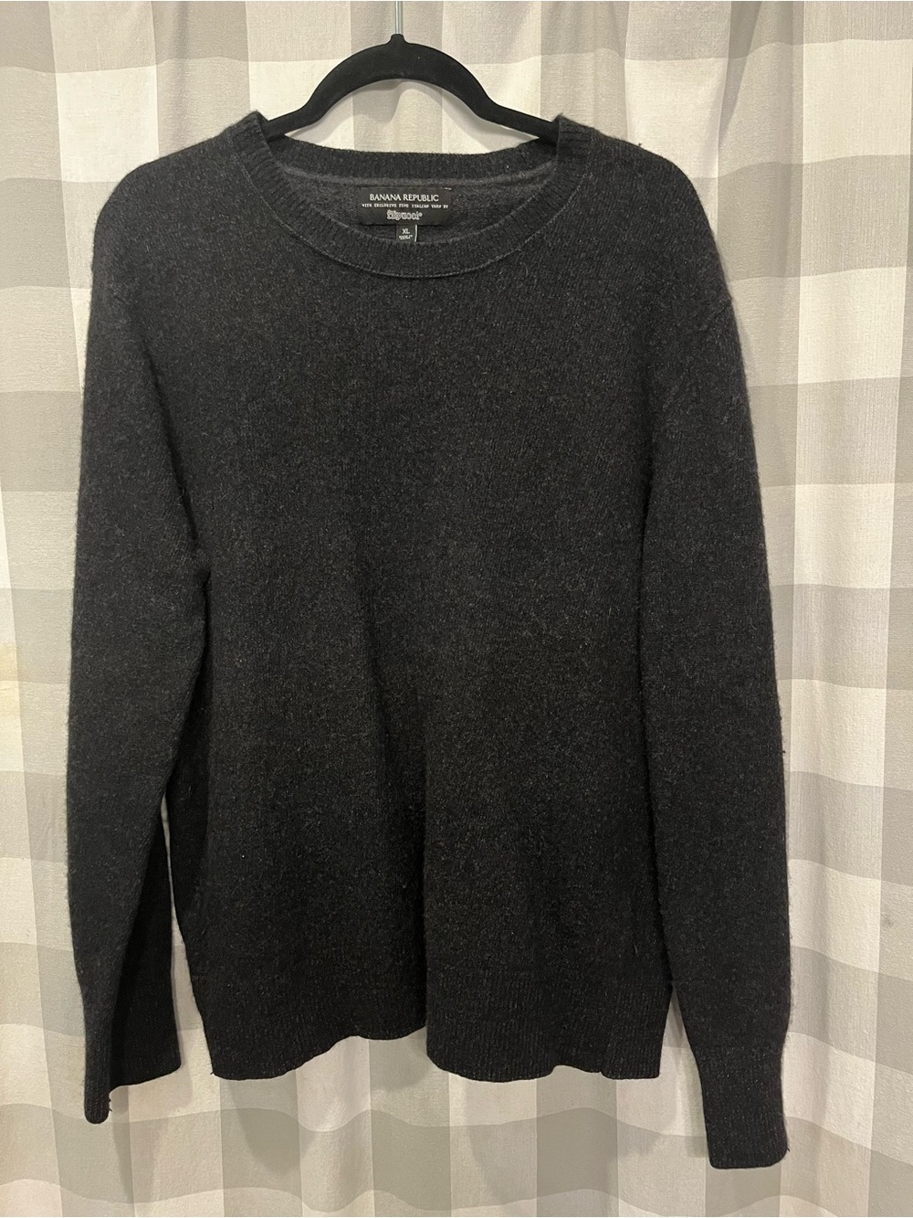 Banana Republic Men's Charcoal Crewneck Wool Blend Sweater